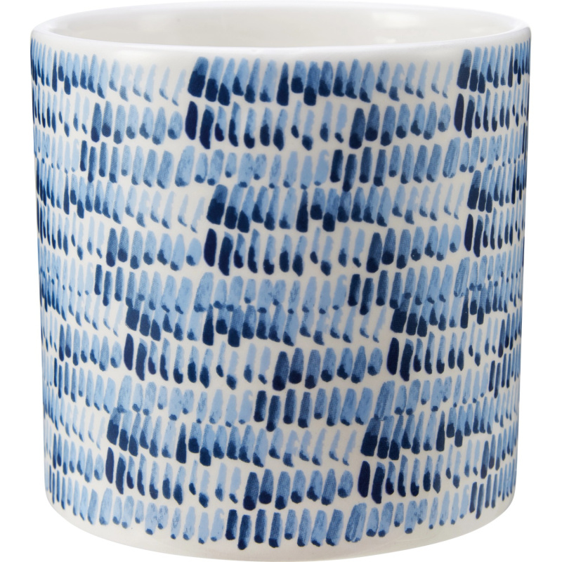 Květináč s motivem moře, čárky, bílomodrý, keramický, pr. 10,2 cm