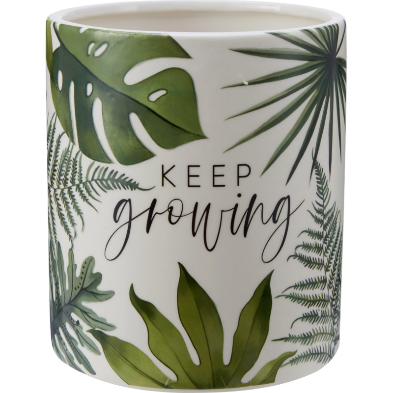 Květináč s listy Keep Growing, zelený, pr. 13 cm