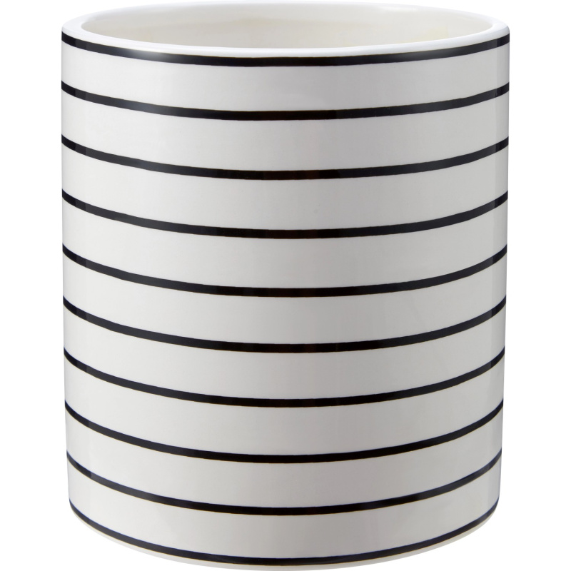 Obal na květináč dolomit, pruhy, bíločerný, pr. 14 cm
