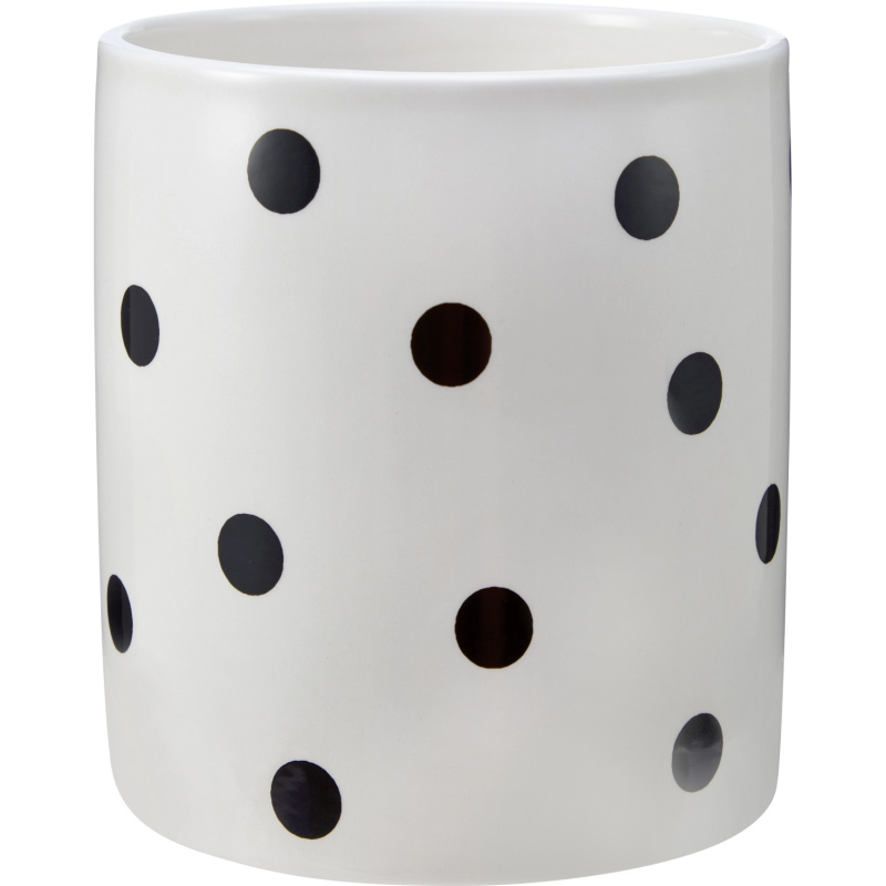 Obal na květináč dolomit, velké puntíky, bíločerný, pr. 14 cm