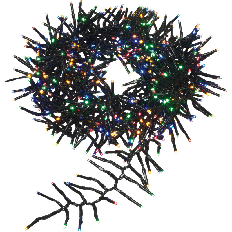 LED světelný řetěz se světly v trsu, 768 diod barevné, černý kabel, 8,5 m