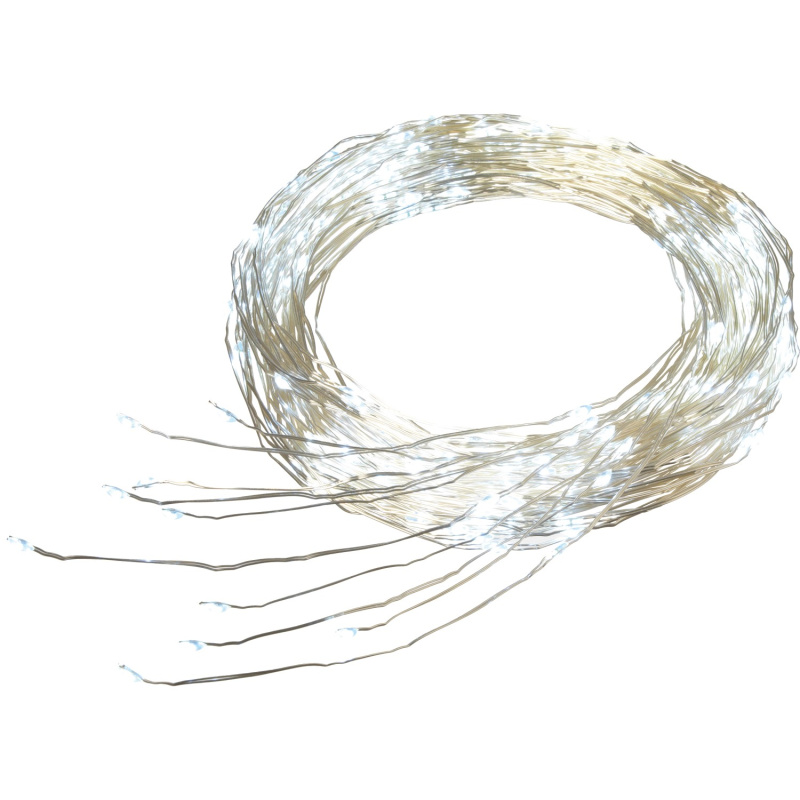 VLC LED světelný drátěný řetěz 200 x LED studená bílá, IP44, stříbrný, 6,9 m