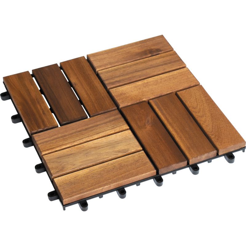 OBI WPC dlaždice s CLICK systémem kombinovaná akáciové dřevo 30x30x2,4 cm, 6 ks