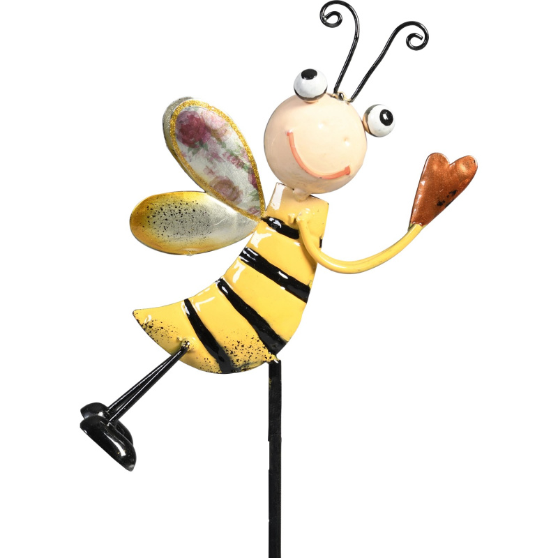 Zahradní zápich včelka se srdcem, žlutý-černý, 95 x 13 x 4 cm
