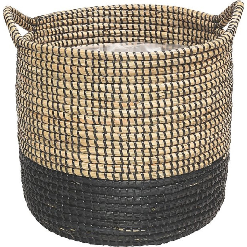 Košík z mořské trávy, černý 28 x 30 cm