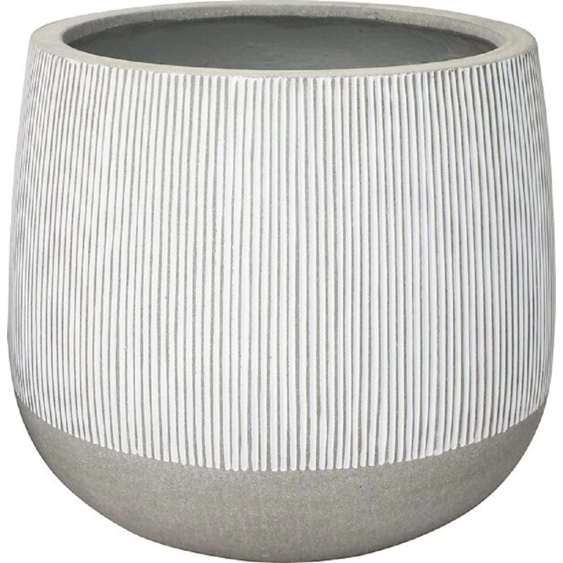 Obal na květináč kulatý, bílo-šedý, 18 x 16,5 cm