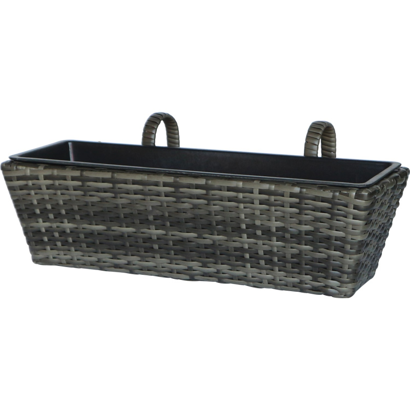 Závěsný truhlík z polyratanu tmavě hnědý mix 60 x 28 x 22 cm