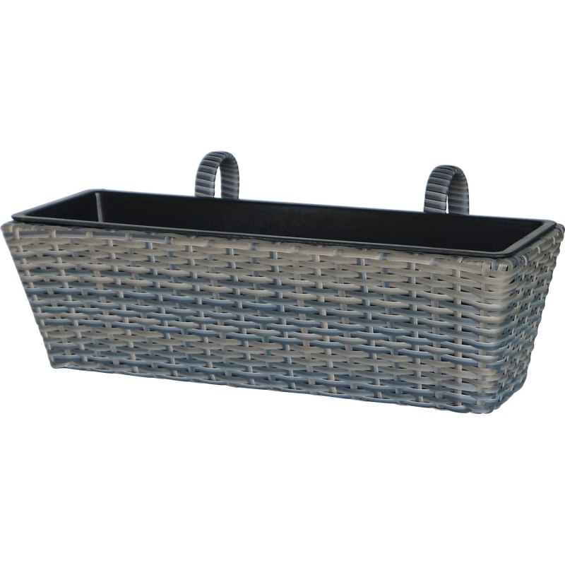 Závěsný truhlík z polyratanu světle šedohnědý 60 x 28 x 22 cm