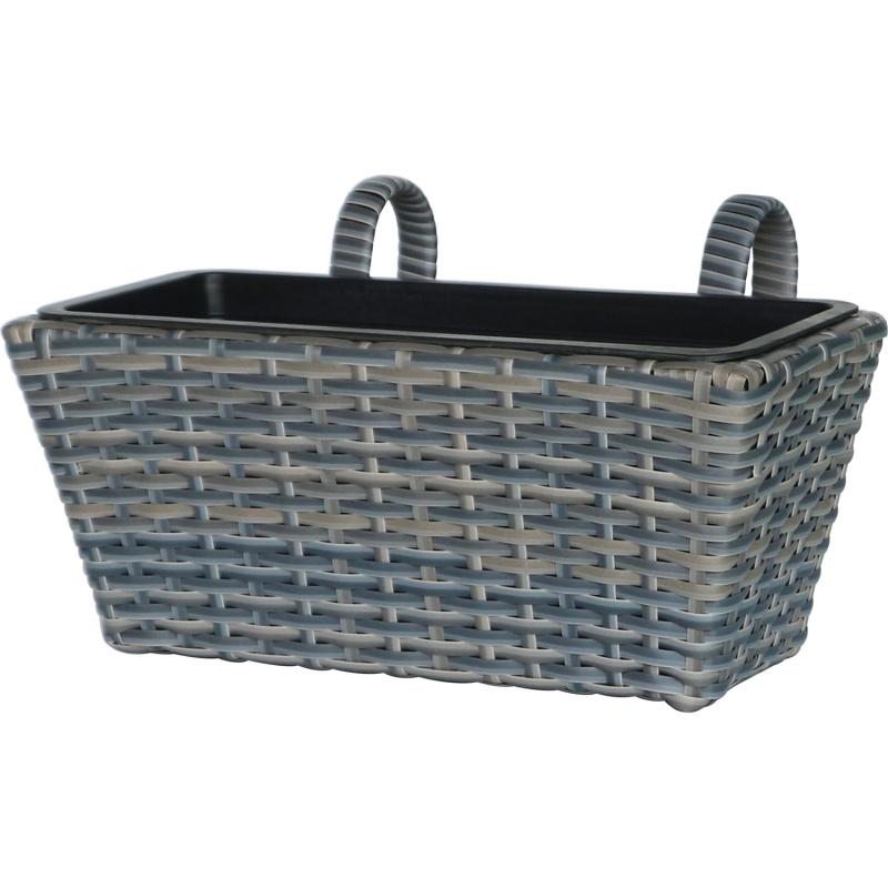 Závěsný truhlík z polyratanu světle šedohnědý 40 x 28 x 22 cm