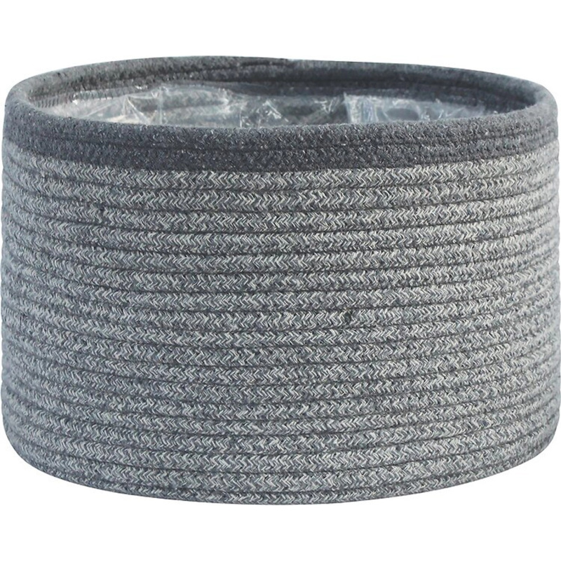 Košík na rostliny šedý, recyklovaná bavlna, 40 x 25 cm