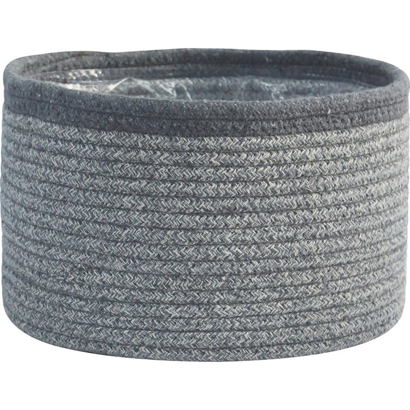 Košík na rostliny šedý, recyklovaná bavlna, 35 x 22 cm