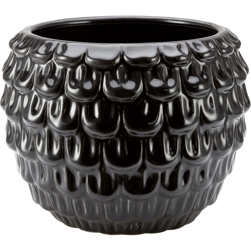 Květináč kameninový glazovaný černý pr. 17,5 x 14 cm