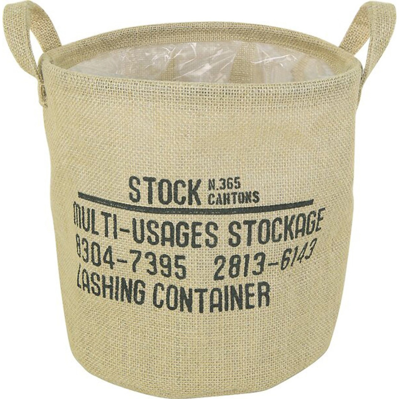 Košík na rostliny jutový popsaný 24 cm