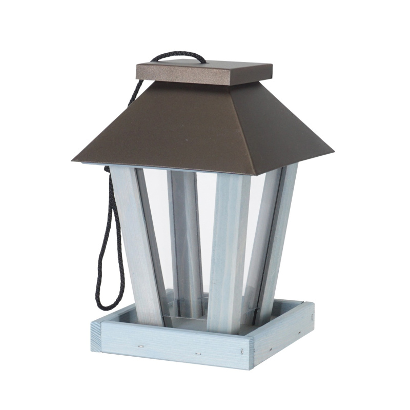 Krmítko pro ptáky, modro-šedá, 18,5 x 18,5 x 27 cm