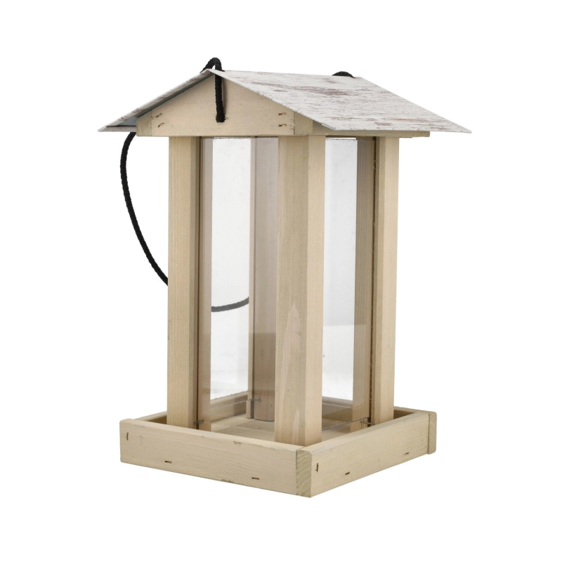 Krmítko pro ptáky závěsné, písková, 19 x 19 x 28 cm