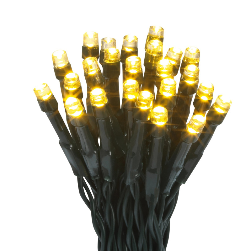 LED světelný řetěz, 24 diod teplá bílá, zelený kabel, 2,22 m