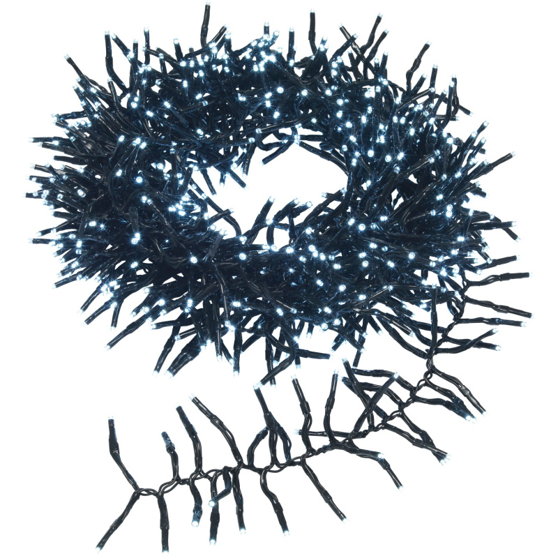 VLC Světelný řetěz chumáč 768 x LED 8,4 W, studená bílá, IP44, černý, 8,5 m