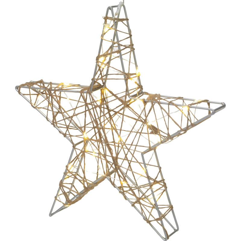 LED kovová hvězda, champagne 30 cm