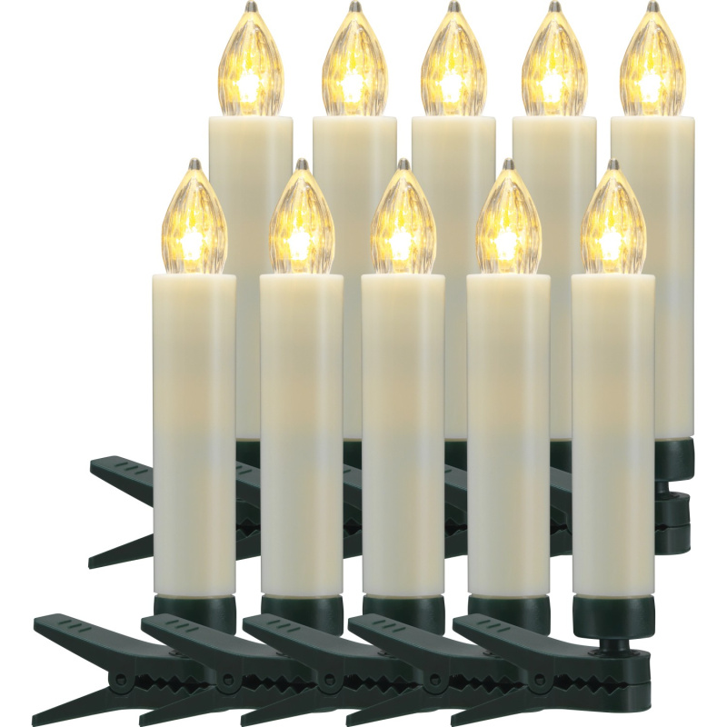 VLC LED svíčky na stromeček, na baterie, bílo-černé, 10 ks