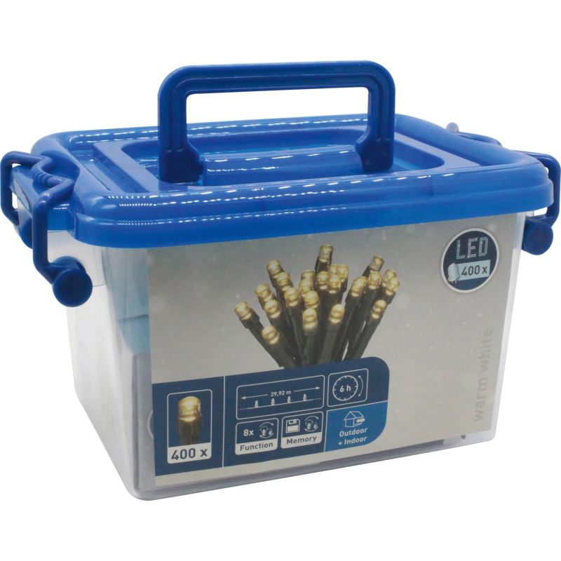 LED světelný řetěz, 400 diod teplá bílá, zelený kabel, 34,92 m