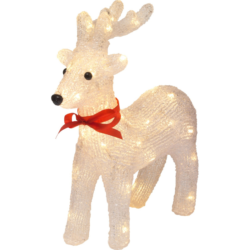 LED jelen, bílá/červená/černá, 34,5 x 30 x 12 cm