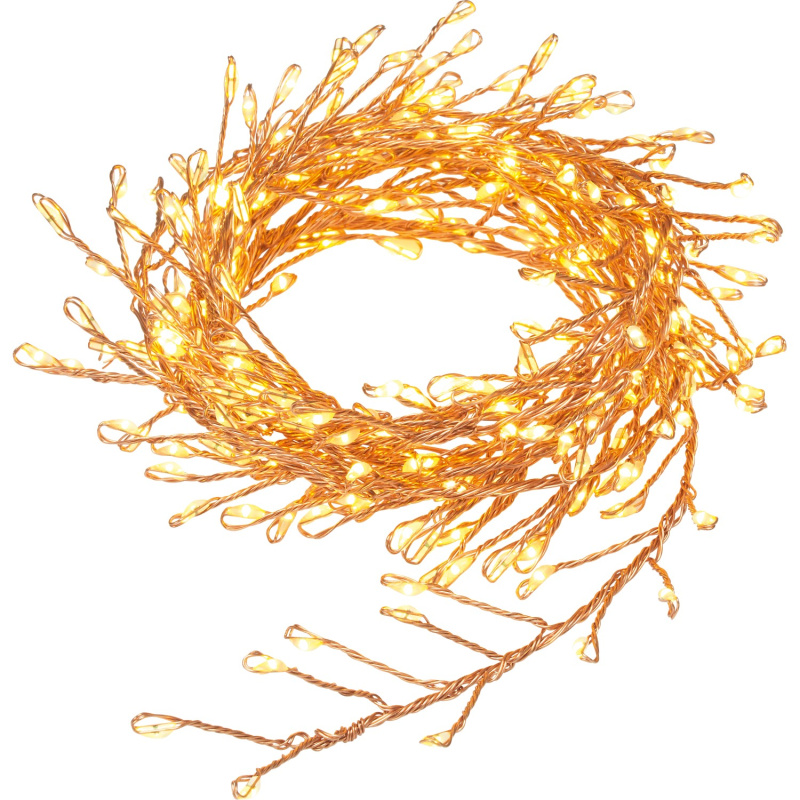LED drátěný světelný řetěz, 240 LED, transparentní-měděný, 7,4 m