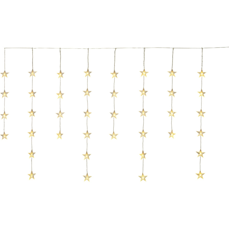 VLC LED světelný závěs s hvězdami 40xLED teplá bílá, IP44, čirý, 0,9 x 1,4 m