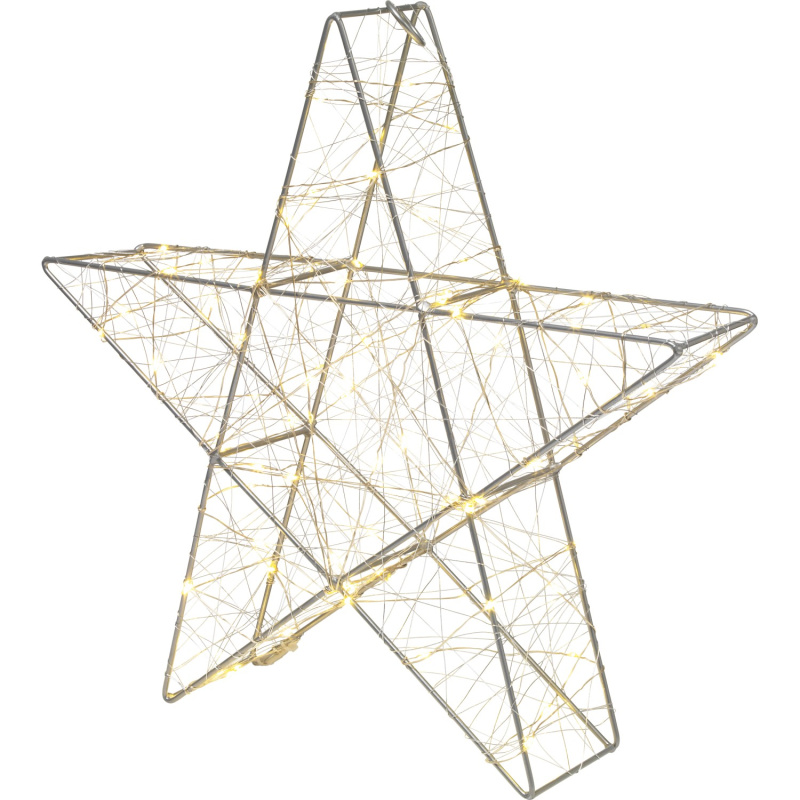 LED kovová hvězda, stříbrná 40 cm