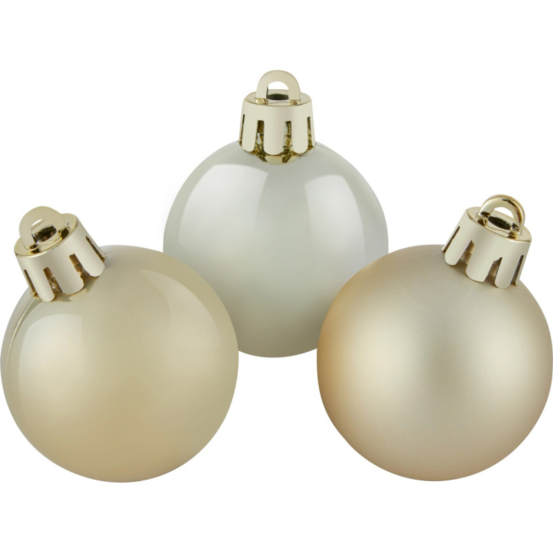 Sada vánočních ozdob koule plastové matné/lesklé champagne pr. 4 cm, 30 ks