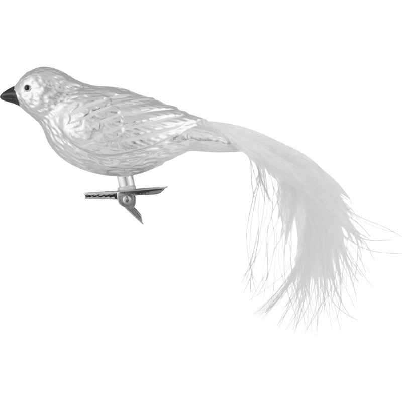 Sada vánočních ozdob ptáčci na klipu plastový stříbrný 65 x 94 mm, 2 ks