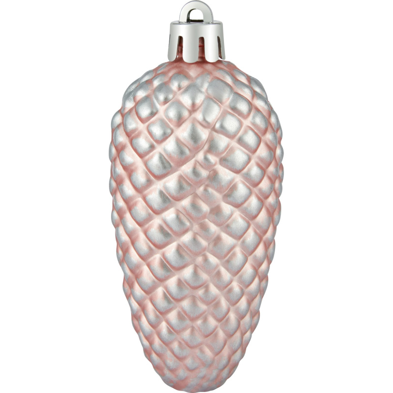 Sada vánočních ozdob šišky plastové růžové 87 x 39 mm, 4 ks