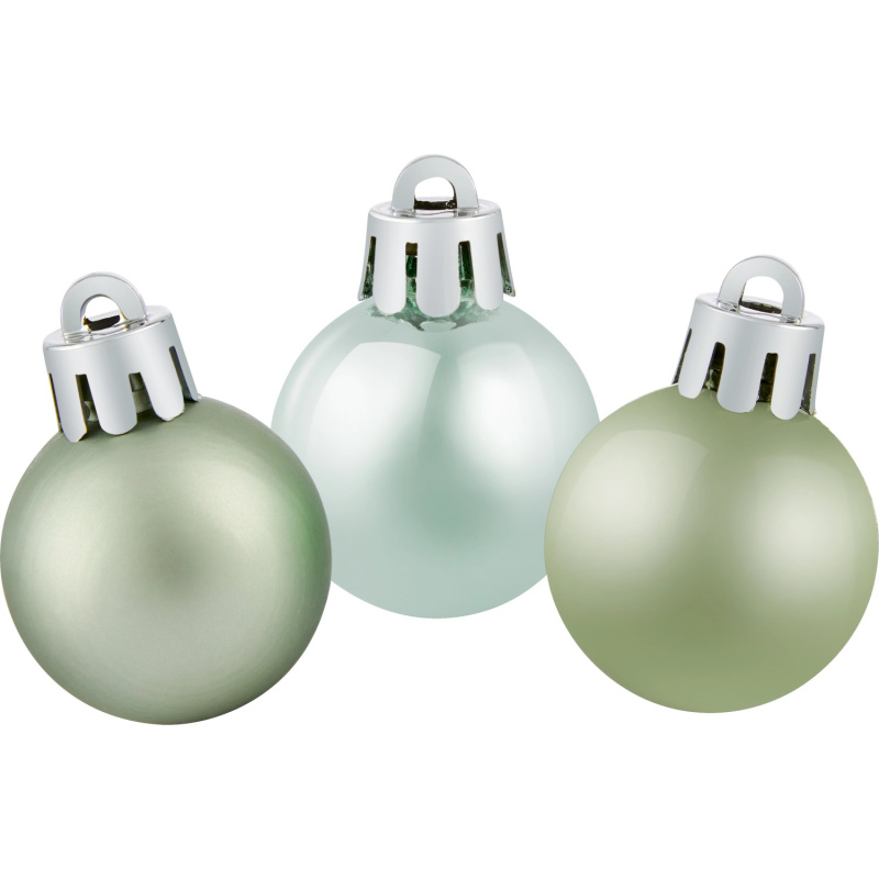 Sada vánočních ozdob koule plastové matné/lesklé mentolově zelené pr. 3 cm, 9 ks