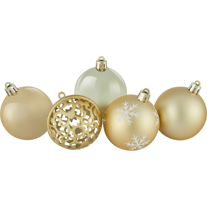 Sada vánočních ozdob Ornament koule plastové matné/lesklé zlaté pr. 6 cm, 25 ks