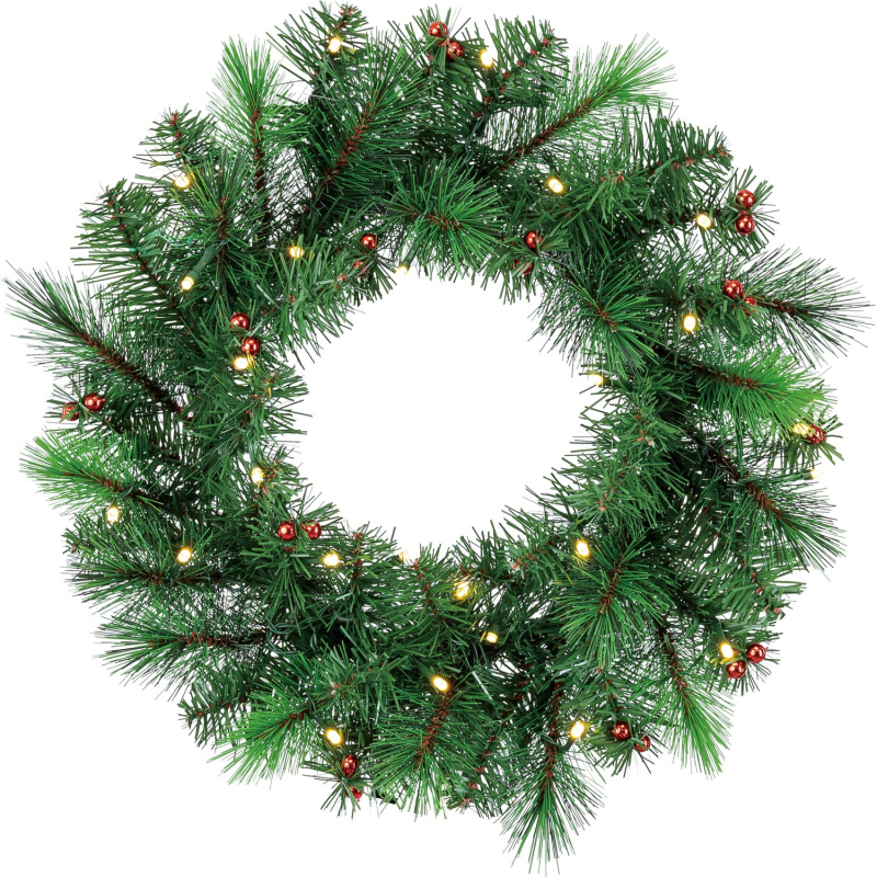 BWO Vánoční věnec jedle zelená 25x LED teplá bílá, pr. 45 x 10 cm