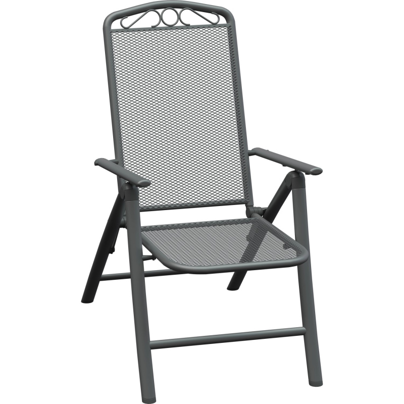 VLC Skládací zahradní židle Sacramento šedá 84/112 x 65/108 x 60 cm