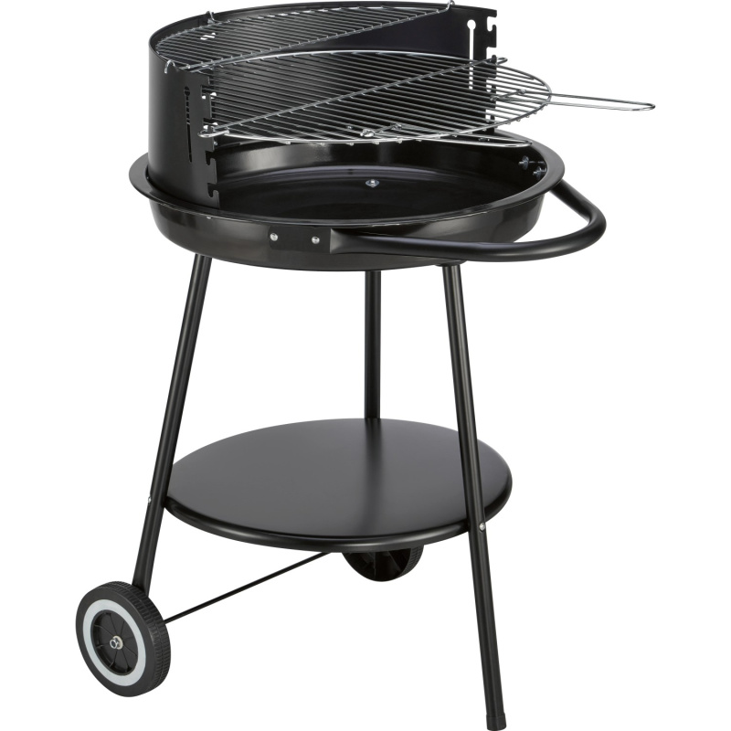 Gril na dřevěné uhlí kulatý, černá, 82,5 x 60 x 51,5 cm