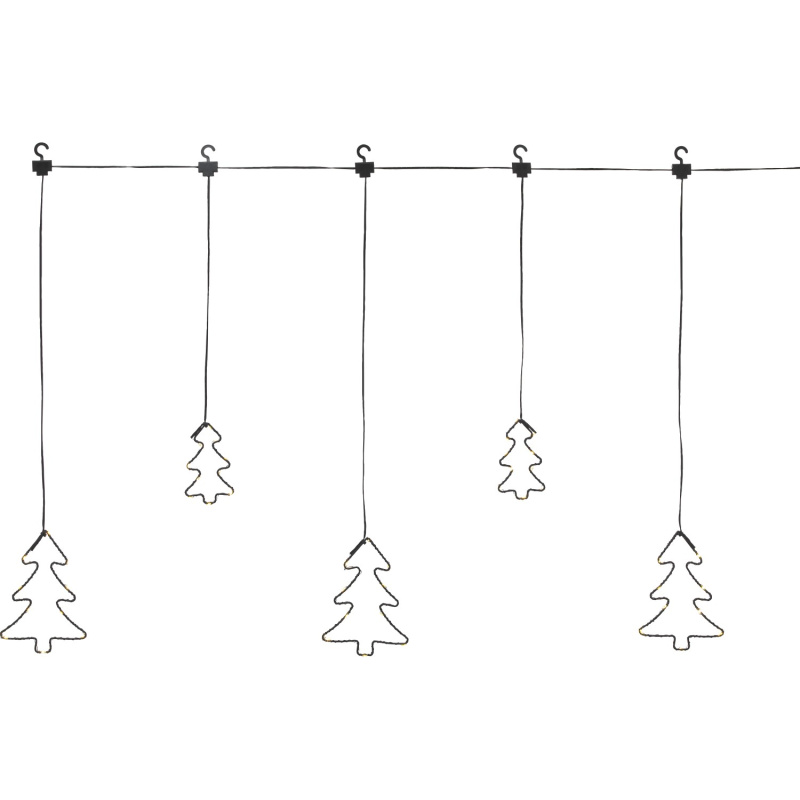 Exteriérový LED světelný závěs s vánoční stromečky, 50 LED, černá, 60 x 80 cm