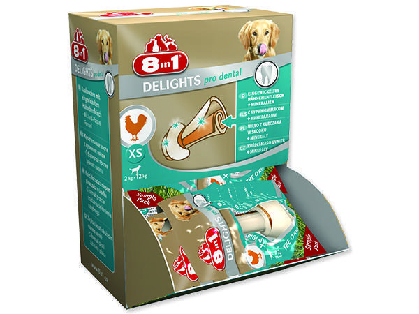 Kosti 8in1 Dental Delights žvýkací XS box  30 ks