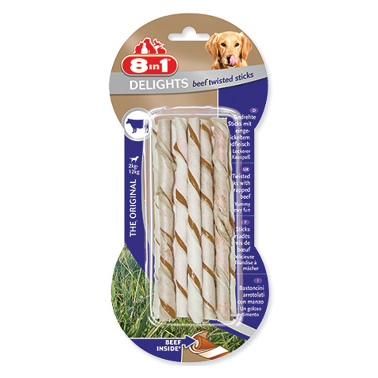 Tyčinky 8in1 Beef Delights kroucené žvýkací 55 g