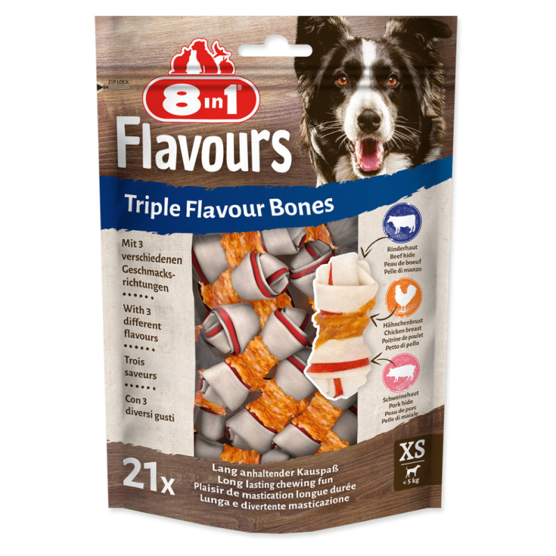 Kosti žvýkací 8in1 Triple Flavour XS 21 ks