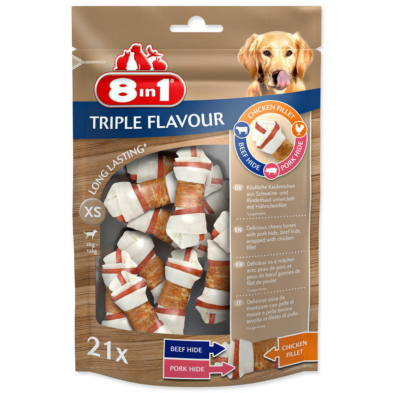 Kosti žvýkací 8in1 Triple Flavour XS 21 ks