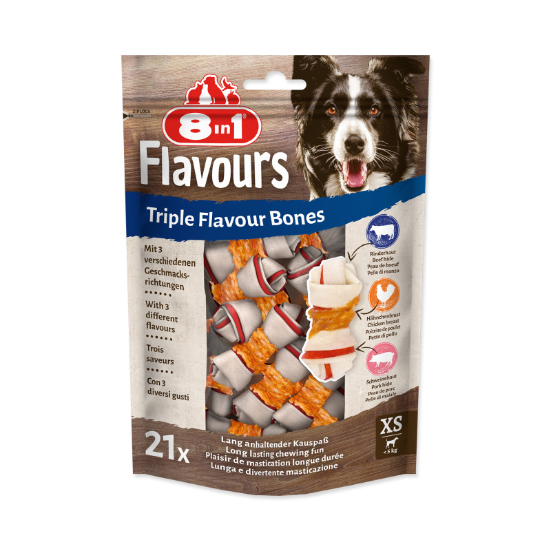 Kosti žvýkací 8in1 Triple Flavour XS 21 ks
