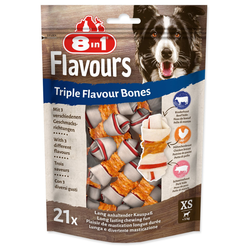 Kosti žvýkací 8in1 Triple Flavour XS 21 ks