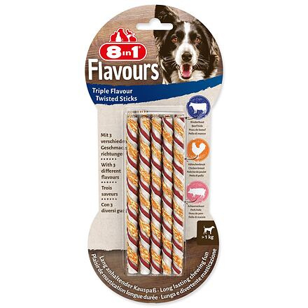 Tyčinka kroucená 8in1 žvýkací Triple Flavour 10 ks