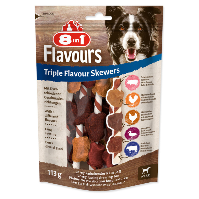Špíz žvýkací 8in1 Triple Flavour 6 ks