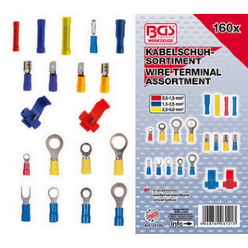 BGS Technic BGS 14105 Kabelová oka, konektory, spojky. Sortiment 160 dílů