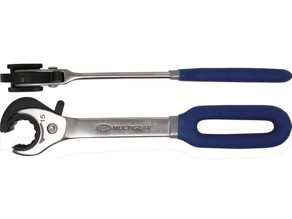 BGS Technic BGS 30835 Otevřený očkový klíč 15 mm s ráčnou na převlečné matice