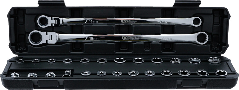 Sada kloubových očkových klíčů s ráčnou, 27 ks, BGS - B74274