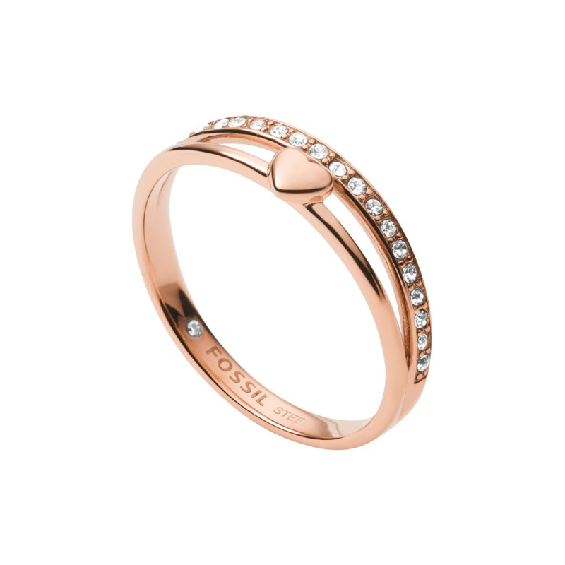 Fossil Romantický bronzový prsten s krystaly Sutton JF03460791 59 mm