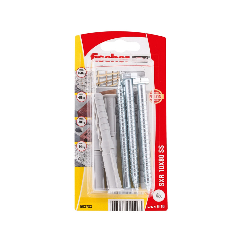 Fischer Rámová hmoždinka SXR 10 x 80 SS K NV se šrouby, 4 ks